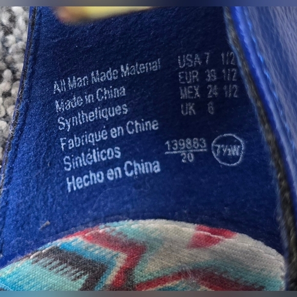 American Eagle Blue Wedge Pump Heel Ankle Strap Peep Toe Woman's Size 7.5 - Picture 8 of 15